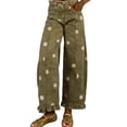 thumbnail image 1 of longantii Women's Cute Polka Dot Pattern Barrel Jeans Y2K Boyfriend Mid Rise Wide Leg Ruffled Denim Pants Green M, 1 of 7