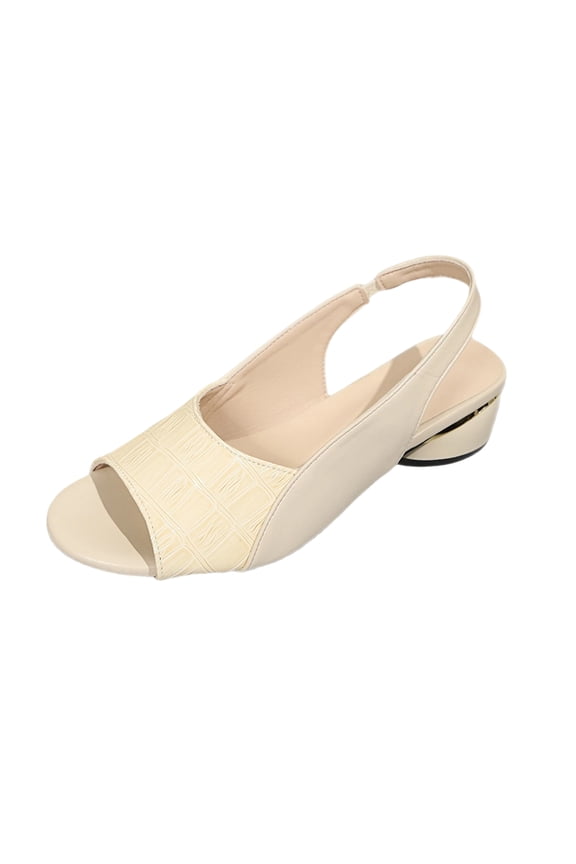 Women's Low Block Heel Slingback Sandals Flip-Flops Stylish Open Toe Soft Leather Slippers Daily Casual Party Fashionable Dress Pumps