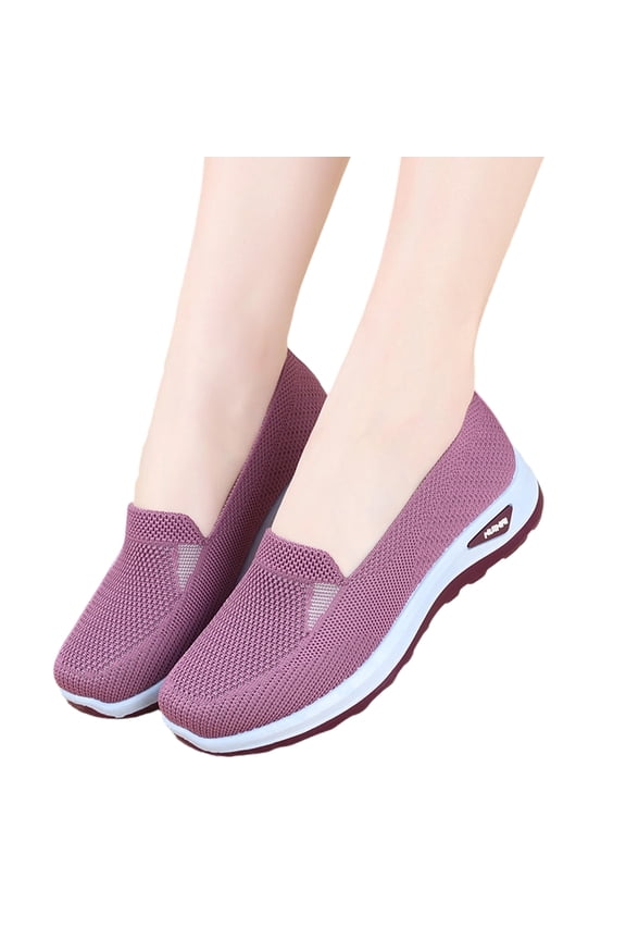 Women's Orthopedic Casual Mesh Slip On Shoes Low Cut Breathable Summer Comfortable Lightweight Mommy Walking Sneakers for Daily Wear Purple