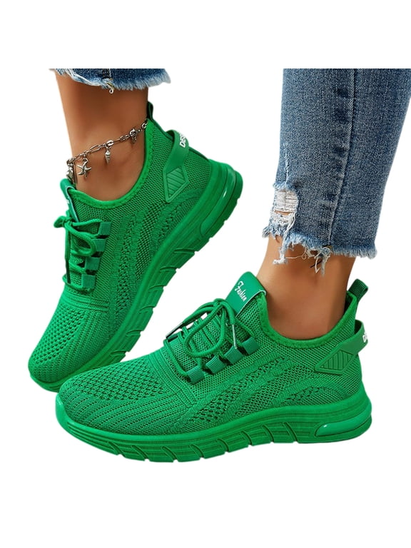 Women's Orthopedic Mesh Sneakers, Non Slip Arch Support Walking Shoes, Lightweight Breathable Casual Tennis Running Sneakers Green