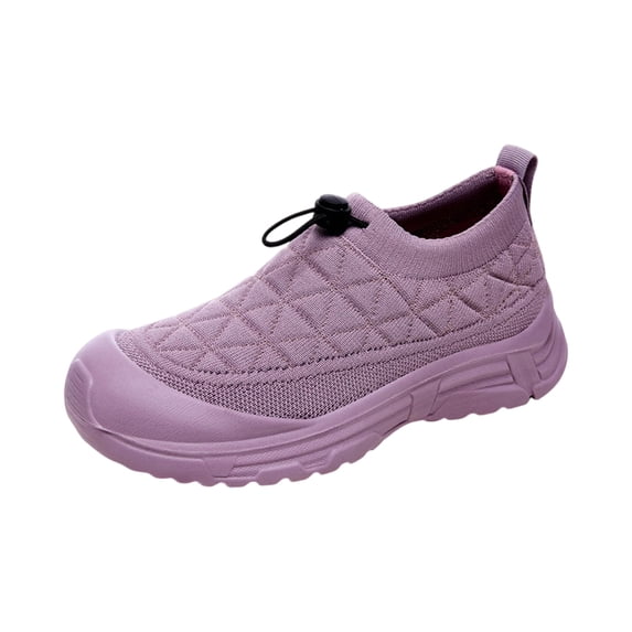 longantii Women's Orthopedic Platform Slip-On Sneakers, Breathable Mesh with Arch Support, Lightweight Non-Slip Walking Shoes Light Purple