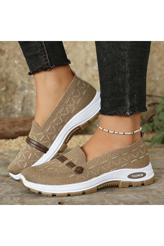 Women's Orthopedic Slip-On Sneakers for Plantar Fasciitis, Arch Support Breathable Shoes, Soft Cushion Comfortable Walking Shoes for Beach Coffee US-8.5（CN-41）