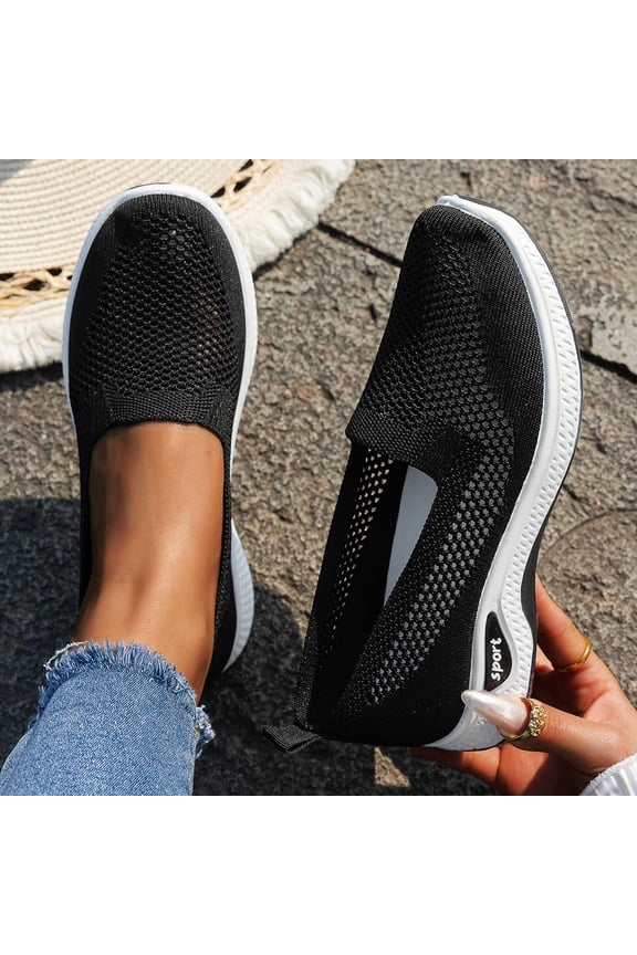 Women's Orthopedic Slip-On Sneakers, Wide Width Breathable Walking Shoes with Arch Support, Non-Slip Lightweight for Work & Daily Wear Black US-8.5(CN-41)