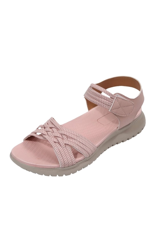 Women's Platform Hiking Sandals - Adjustable Hook Loop Open Toe Non Slip Wedge Sports Sandals with Arch Support for Beach Vacation Camping Pink