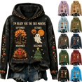 thumbnail image 1 of longantii Women's I'm Ready for The BER Months Hoodie, Drawstring Hooded Sweatshirt, Funny Halloween Holiday Pullover Top, Cozy Soft Women's Sweatshirt, 1 of 4