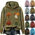 thumbnail image 1 of longantii Women's I'm Ready for The BER Months Hoodie, Fall Long Sleeve Hooded Sweatshirt, Casual Thanksgiving Print Pullover Top, Soft Comfortable Women's Sweatshirt, 1 of 4