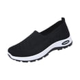 thumbnail image 1 of longantii Women's Slip On Casual Walking Shoes Breathable Knit Non Slip Comfortable Lightweight Sneakers Black, 1 of 7