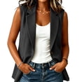 thumbnail image 1 of longantii Women's Summer Blazers Basic Sleeveless Lapel Collar Blazer Vest Slim Fit Business Suit Single Button Wear with Multi-Pocket Black M, 1 of 5