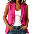 thumbnail image 1 of longantii Women's Summer Blazers Comfy Sleeveless Collared Blazer Vest Slim Fit Work Suit Button Front Outfit with Pockets Pink S, 1 of 5
