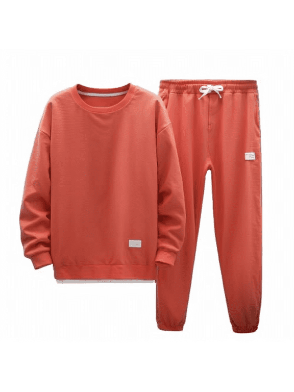 Womens 2 Piece Outfits Lounge Jogging Suits Sweatsuit Set Oversized Sweatshirt Baggy Comfy Sweatpants with Pockets Saffron XL