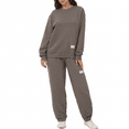 thumbnail image 1 of longantii Womens 2 Piece Oversized Sweatsuit Long Sleeve Crewneck Comfy Baggy Sweatpants Casual Lounge Jogging Tracksuit Outfits Coffee XXXXL, 1 of 7