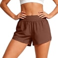 thumbnail image 1 of longantii Womens Athletic Shorts Quick Dry High Waisted Yoga Running Shorts Relaxed Fit Mesh Liner Dolphin Shorts with Pockets Brown XL, 1 of 5