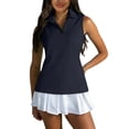 thumbnail image 1 of longantii Womens Golf Polo Shirts Comfy 1/4 Zip Collared Tank Tops Sleeveless UPF Protection Tshirts Summer Quick Dry Going Out Wear Black M, 1 of 5