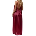 thumbnail image 1 of longantii Womens Maxi Dress V-Neck Backless Satin Silk Dress Flowy Adjustable Slip Strap Camisole Comfy Lounge Nightgown Spring 2026 Red L, 1 of 5