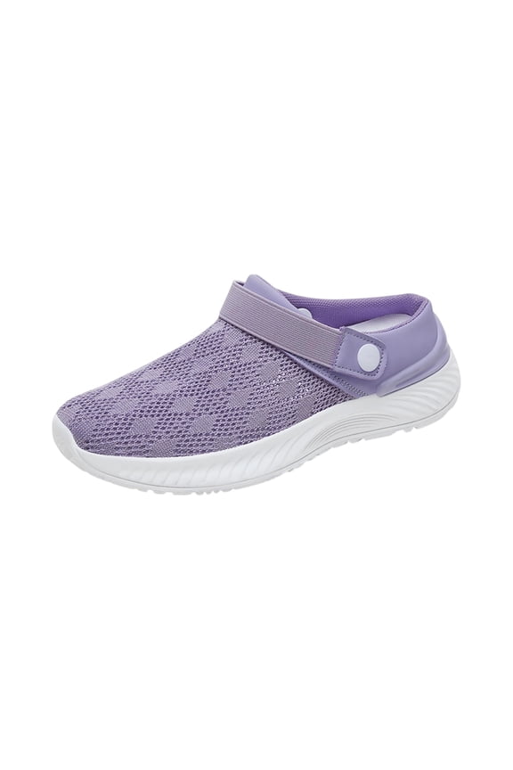 Womens Orthopedic Platform Garden Clogs Shoes Breathable Mesh Slip On Slides Open Back Mule Slippers Lightweight Quick Dry Outdoor Beach Sandals for Sports Pool Exercise Purple