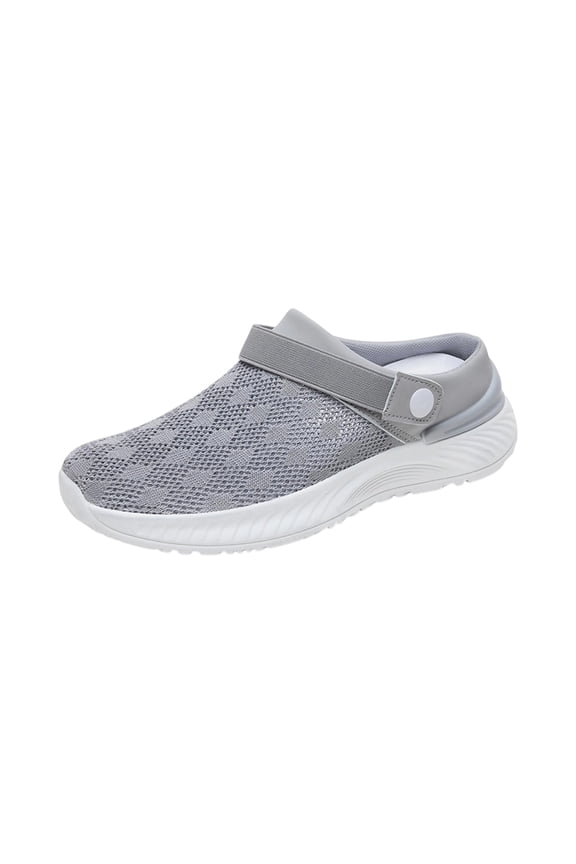 Womens Orthopedic Platform Garden Clogs Shoes Breathable Mesh Slip On Slides Open Back Mule Slippers Lightweight Quick Dry Outdoor Beach Sandals for Sports Pool Exercise Gray