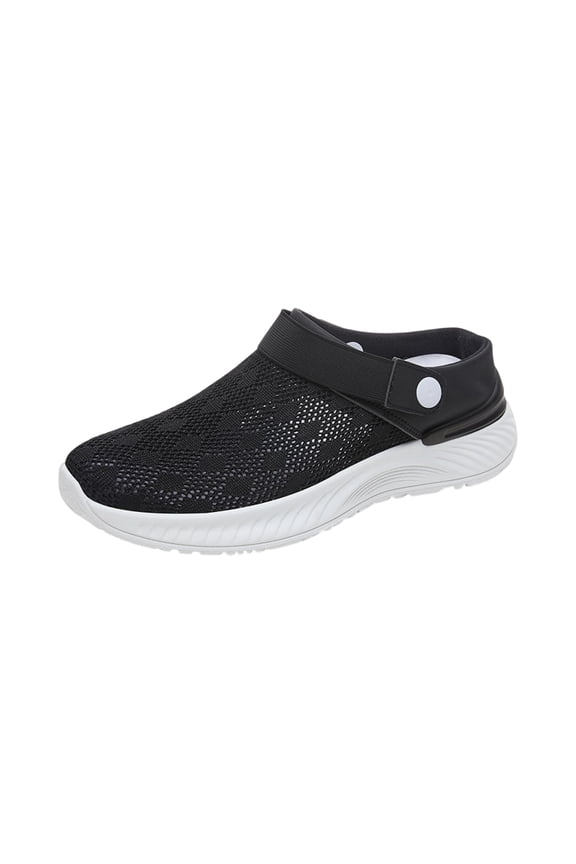 Womens Orthopedic Platform Garden Clogs Shoes Breathable Mesh Slip On Slides Open Back Mule Slippers Lightweight Quick Dry Outdoor Beach Sandals for Sports Pool Exercise Black