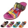 thumbnail image 1 of longantii Womens Orthopedic Sandals 2026 Summer Wedge Orthopedic Sandals with Arch Support Comfy Slip on Flower Hollow Peep Toe Platform Slippers Boho Beach Shoes Purple, 1 of 6