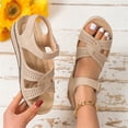 thumbnail image 1 of longantii Womens Orthopedic Sandals Arch Support Flat Wedge Sandals Lightweight Non Slip Slip on Work Shoes Vacation Beach 2026 New Foam Shoes Beige, 1 of 5