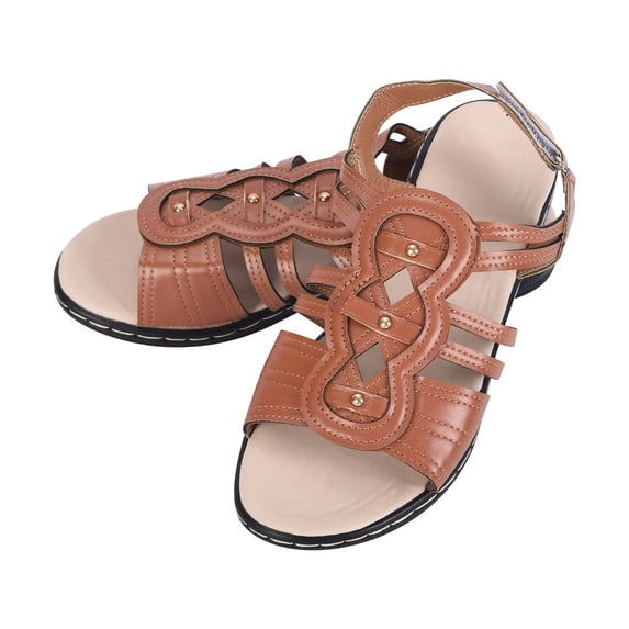 longantii Womens Orthopedic Sandals Arch Support Summer Flat Sandals Wide Slip on Non Slip Work Shoes Comfortable 2026 New Foam Shoes Brown