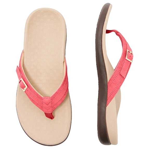 longantii Womens Orthopedic Sandals Arch Support Summer Flat Sandals Wide Width Slip on Non Slip Orthopedic Slippers Vacation Beach 2026 New Orthopedic Shoes Red