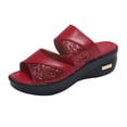 thumbnail image 1 of longantii Womens Orthopedic Sandals Slip on Non Slip Arch Support Summer Flat Sandals Breathable Beach Slippers 2026 Soft Foam Shoes Red, 1 of 5