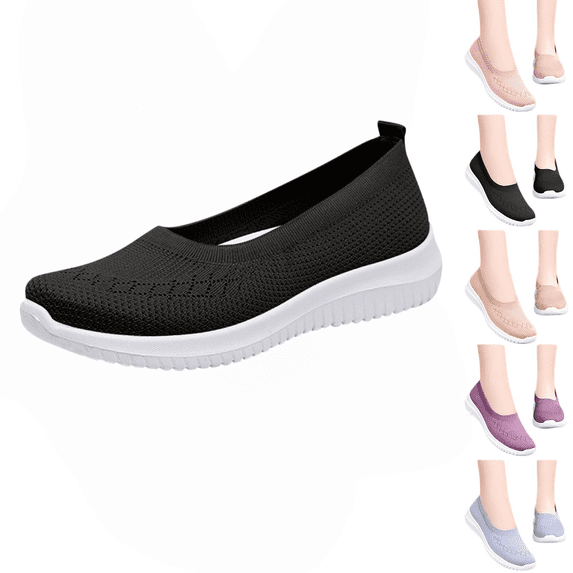longantii Womens Orthopedic Shoes Arch Support Non Slip Slip on Nurse Shoes Breathable Mesh Stretch Server Shoes Comfortable 2026 Orthopedic Shoes Black