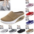thumbnail image 1 of longantii Womens Orthopedic Shoes Arch Support Non Slip Slip on Nurse Shoes Wide Width Knitted Mesh Stretch Hiking Shoes Soft 2026 New Orthopedic Shoes Khaki, 1 of 4