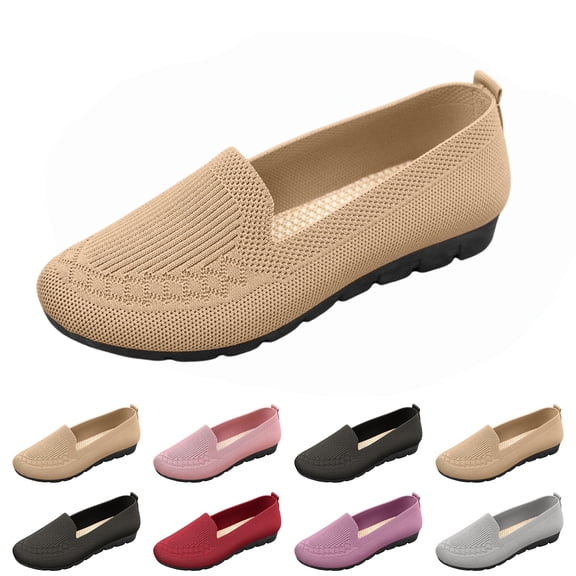 longantii Womens Orthopedic Shoes Arch Support Non Slip Slip on Work Shoes Lightweight Mesh Stretch Work Shoes Comfortable 2026 New Orthopedic Shoes Khaki