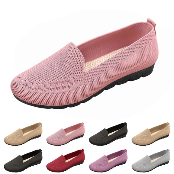 longantii Womens Orthopedic Shoes Arch Support Non Slip Slip on Nurse Shoes Wide Mesh Stretch House Shoes Soft 2026 New Orthopedic Shoes Pink