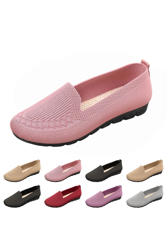 Womens Orthopedic Shoes Arch Support Non Slip Slip on Nurse Shoes Wide Mesh Stretch House Shoes Soft 2026 New Orthopedic Shoes Pink