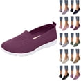 thumbnail image 1 of longantii Womens Orthopedic Shoes Arch Support Slip on Non Slip Tennis Shoes Wide Knitted Mesh Stretch Walking Shoes Comfortable 2026 Foam Shoes Dark Purple, 1 of 5