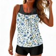 thumbnail image 1 of longantii Womens Swimsuits Tankini Two Piece Bathing Suits Floral Print Blouson Tank Tops Tummy Control Modest Swimsuits with High Waist Board Shorts Tankini Swimwear Blue M, 1 of 7