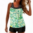 thumbnail image 1 of longantii Womens Tankini Bathing Suits Two Piece Bathing Suits Fashion Printed Blouson Tank Top Tummy Control Modest Swimsuits with High Waist Board Shorts Tankini Swimwear Green XXL, 1 of 7