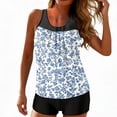 thumbnail image 1 of longantii Womens Tankini Bathing Suits Two Piece Bathing Suits Floral Print Blouson Tank Top Tummy Control Modest Swimsuits with High Waist Board Shorts Tankini Swimwear Light Blue L, 1 of 7