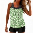 thumbnail image 1 of longantii Womens Tankini Bathing Suits Two Piece Fashion Printed Blouson Tank Tops Tummy Control Modest Swimsuits with High Waist Swim Shorts Tankini Swimwear Green XXL, 1 of 7
