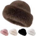 thumbnail image 1 of longantii Womens Winter Faux Fur Bucket Hat, 2026 New Fluffy Fisherman Fuzzy Bucket Hat Warm Faux Mink Plush Hat Coffee, 1 of 7