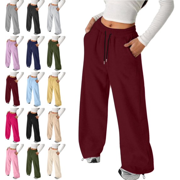 longantii Youth Girls Baggy Sweatpants Casual Wide Leg Joggers Elastic Drawstring Waist Side Hand Pockets Loose Fit Daily Sweat Pants