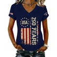 thumbnail image 1 of longentii Womens American Flag Tops Comfy Tees Loose V-Neck Blouses Short Sleeves Soft Clothes Navy M, 1 of 2