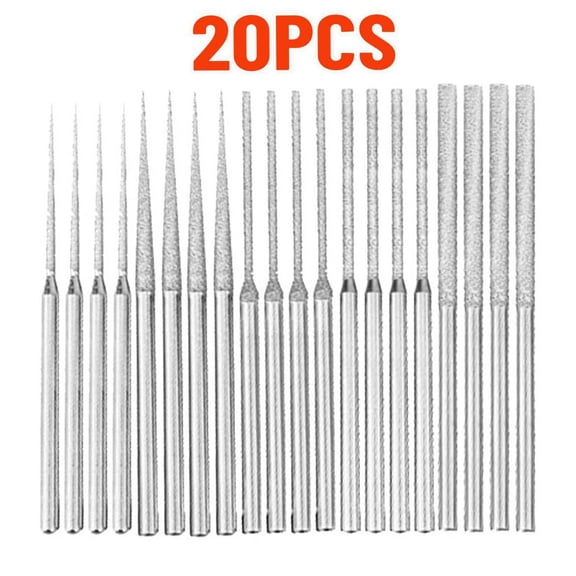 longjingsong 20 Piece Diamond Mounted Bead Reamer , 5 Different Shapes Diamond Drill Bit, 1/8 Inch Shank Diamond Grinding Tool for Dremel Rotary Tool