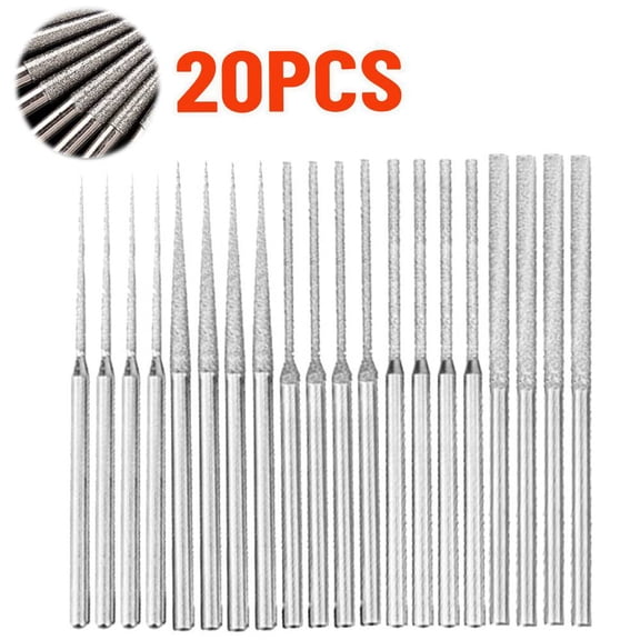 longjingsong 20 X Diamond Mounted Bead Reamer , 5 Different Shapes Diamond Drill Bit, 1/8 Inch Shank Diamond Grinding Tool for Dremel Rotary Tool