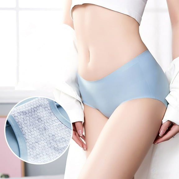 loopsun Womens Briefs,Women's Ice Silk Traceless Mid Waist Large Honeycomb Underwear For Women