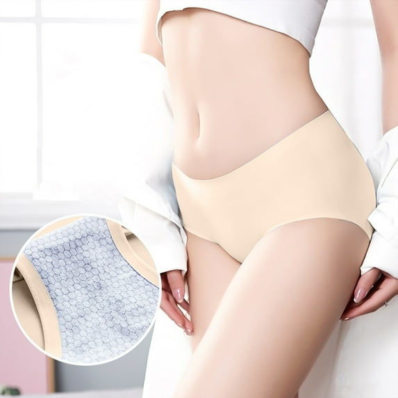 loopsun Womens Briefs,Women's Ice Silk Traceless Mid Waist Large Honeycomb Underwear For Women
