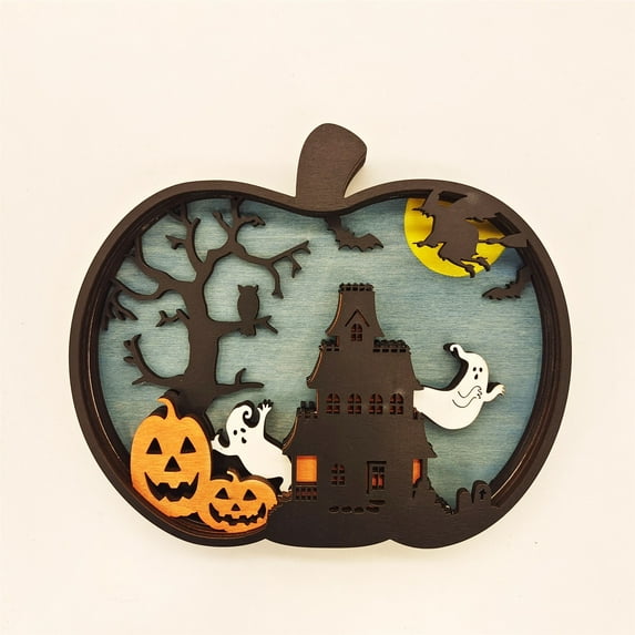 loopsun Fall Halloween Decorations Savings Clearance for Home,Halloween Wooden Decoration Ornaments Party Scene Layout Pumpkin Decoration