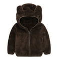 thumbnail image 1 of loopsun Fall Savings Holiday Deals 2023 Kids Winter Coats for Toddler Baby Boys Girls Solid Color Plush Bear Ears Winter Hoodie Thick Coat Jacket, 1 of 6