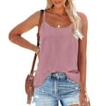 thumbnail image 1 of loopsun Plus Size Tops for Womens,Womens Summer Tops,Summer Women Solid Color Round Neck Sleeveless Casual Tee Tops Tank Pink XXL, 1 of 5