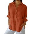thumbnail image 1 of loopsun Plus Size Tops for Womens,Womens Summer Tops,Women Solid Casual Cotton And Linen Tie Back Design Fashion Shirt Tops Orange M, 1 of 5