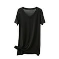 thumbnail image 1 of loopsun Plus Size Tops for Womens,Womens Summer Tops,Women's Casual Thin Sweet And Base Shirt Slim Medium Length Short Sleeved Round Neck Top/shirt Black L, 1 of 4