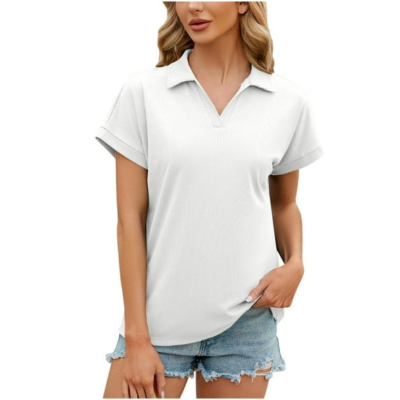 loopsun Plus Size Tops for Womens,Womens Summer Tops,Women's Short Sleeved Summer Solid Color Casual Top Short Sleeved Round Neck Top/shirt White XL