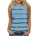 thumbnail image 1 of loopsun Plus Size Tops for Womens,Womens Summer Tops,Women's Summer Casual Fashion Printed Loose Round Neck Sleeveless Tops Light Blue S, 1 of 5